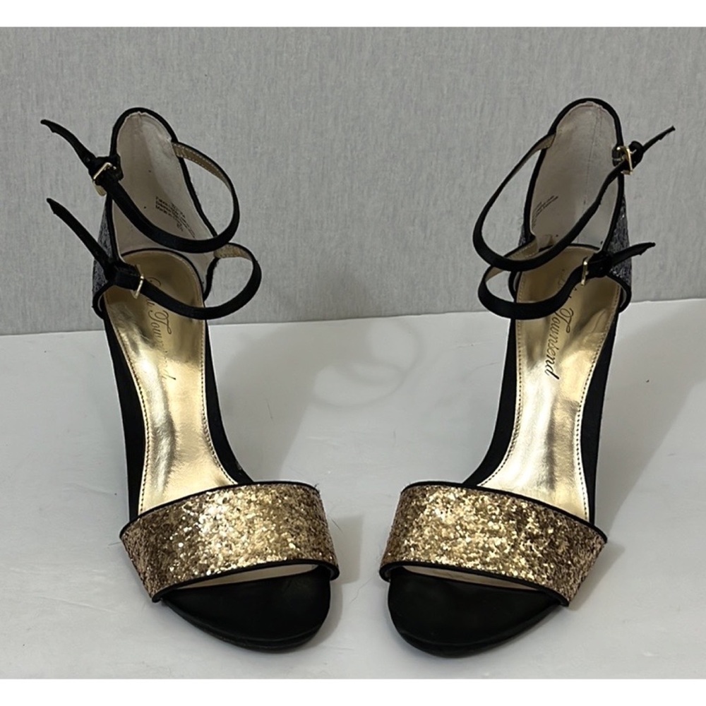 Lulu Townsend Black Gold Pewter Glitter stiletto Heels size 8.5 - Picture 2 of 5